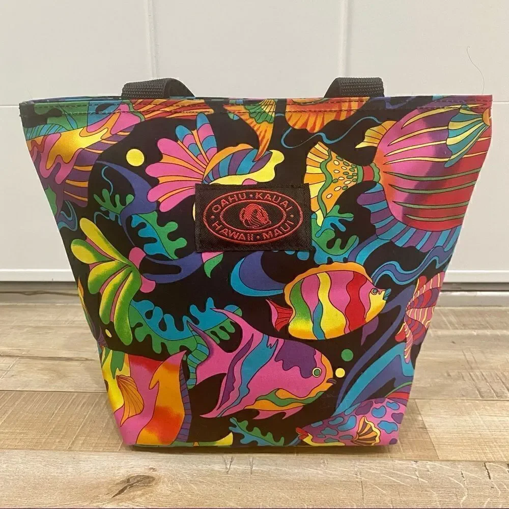 VINTAGE Hawaii Mini Tote Psychedelic Aquatic NWOT!
